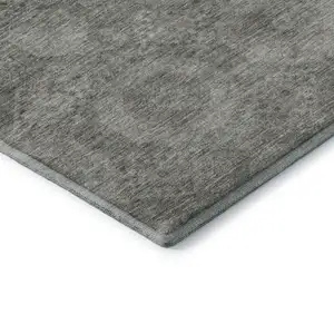 Photo of Pewter And Gray Abstract Geometric Washable Area Rug With UV Protection