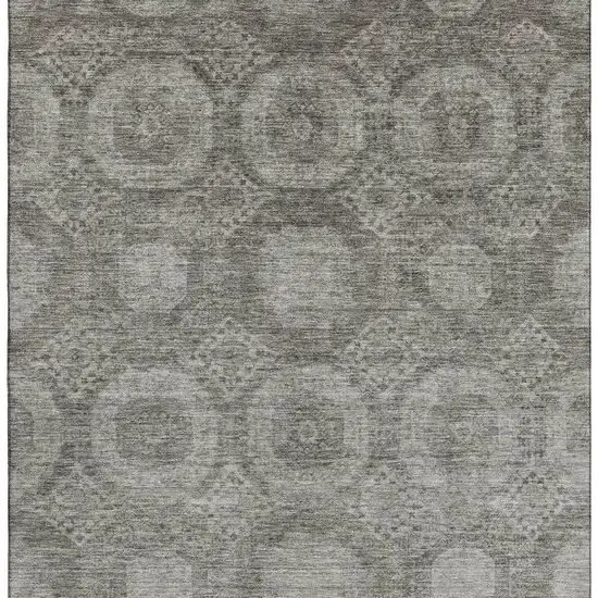 Pewter And Gray Abstract Geometric Washable Area Rug With UV Protection Photo 3