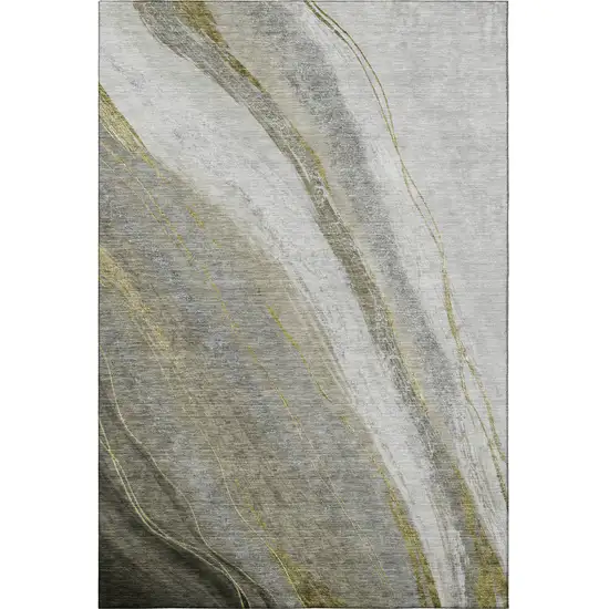 Pewter And Gray Abstract Washable Area Rug With UV Protection Photo 4