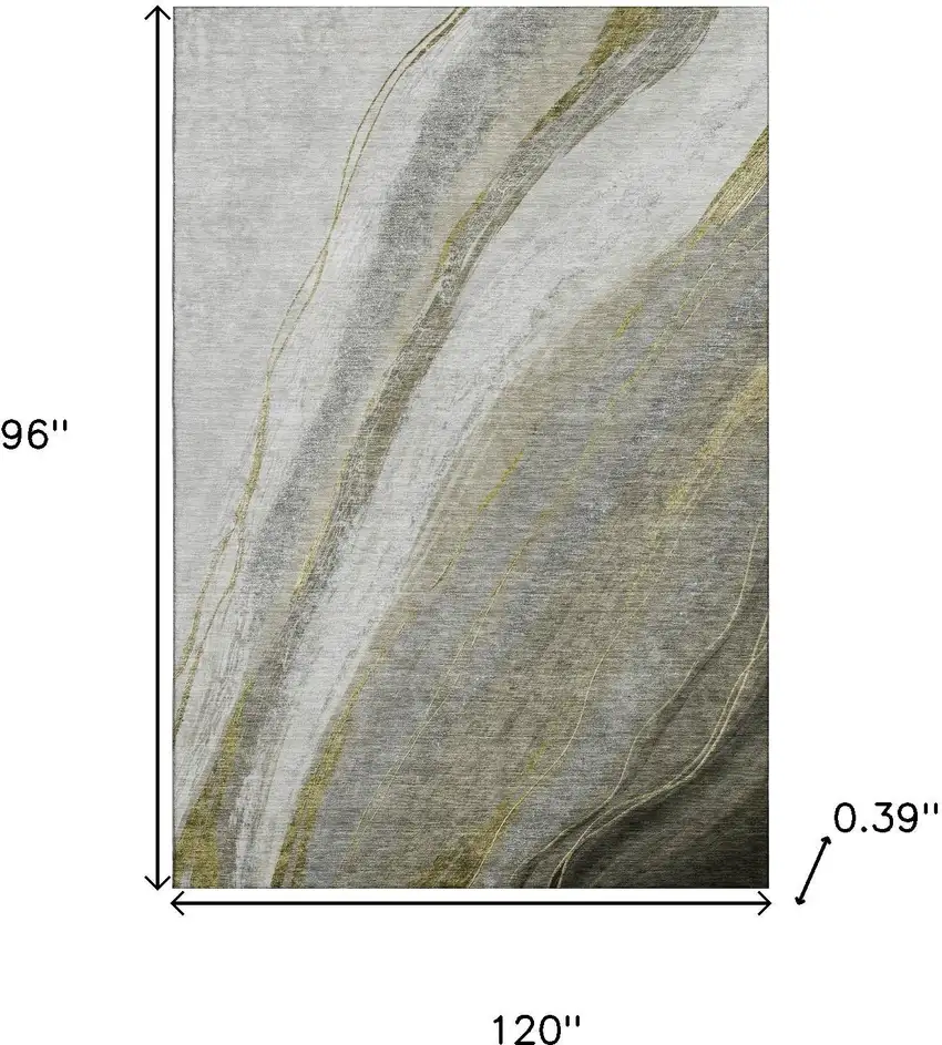 Pewter And Gray Abstract Washable Area Rug With UV Protection Photo 9