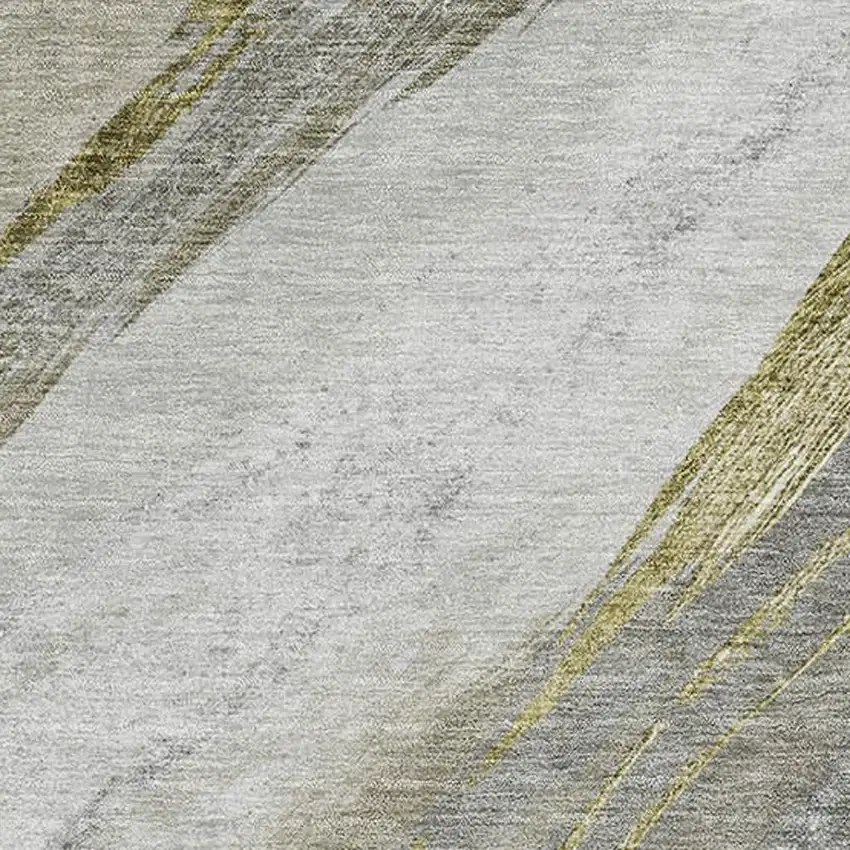 Pewter And Gray Abstract Washable Area Rug With UV Protection Photo 3