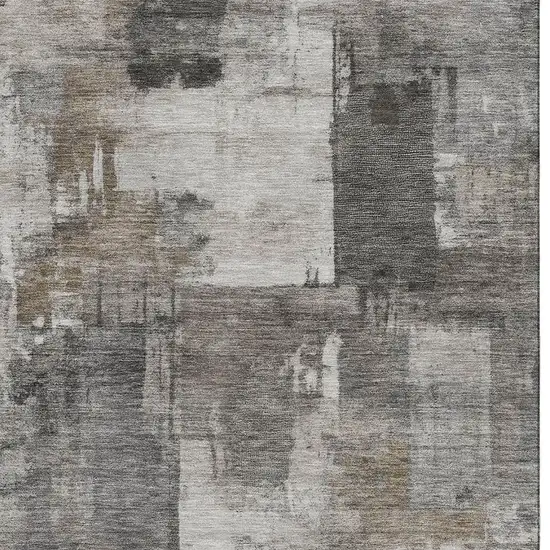 Pewter And Gray Abstract Washable Area Rug With UV Protection Photo 3