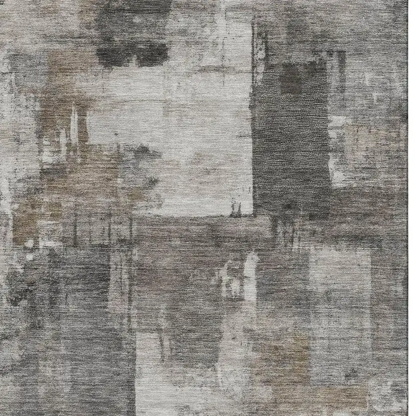 Pewter And Gray Abstract Washable Area Rug With UV Protection Photo 3