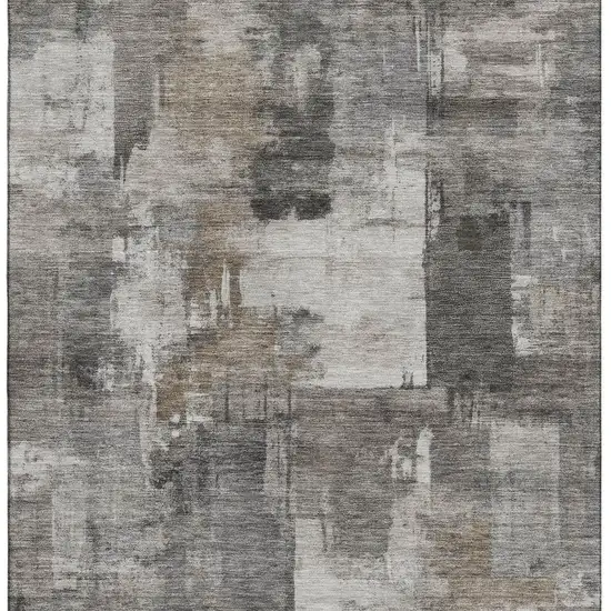 Pewter And Gray Abstract Washable Area Rug With UV Protection Photo 4