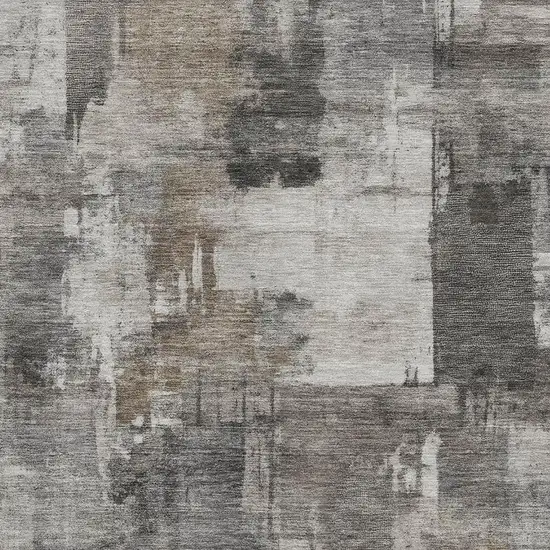 Pewter And Gray Abstract Washable Area Rug With UV Protection Photo 3