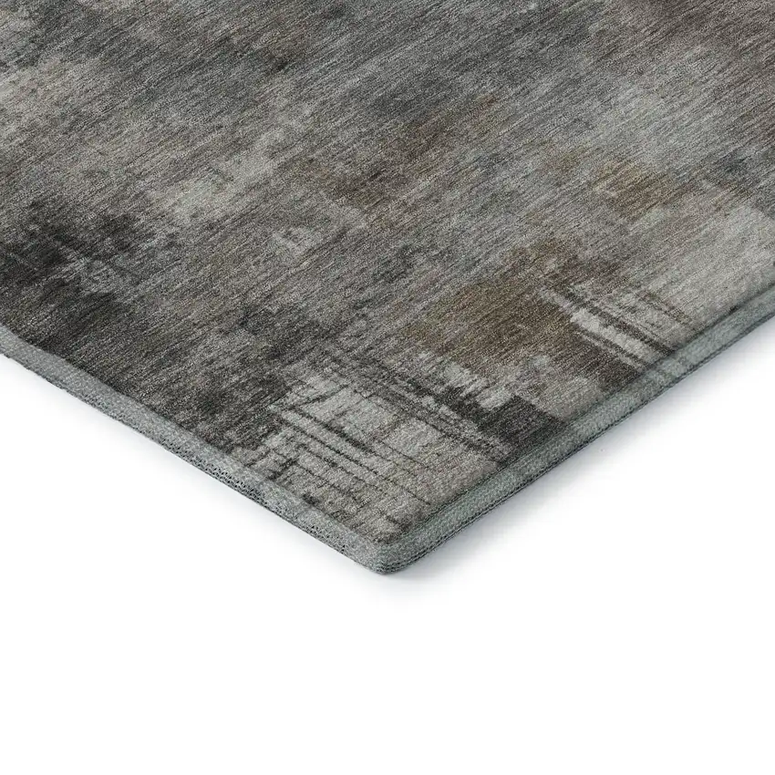 Pewter And Gray Abstract Washable Area Rug With UV Protection Photo 7