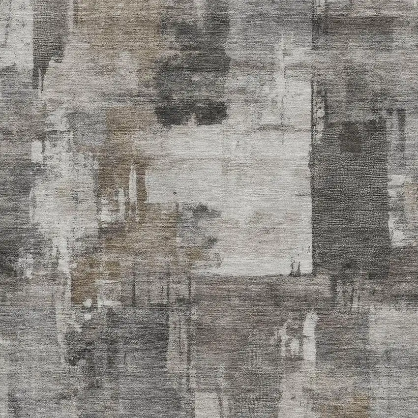 Pewter And Gray Abstract Washable Area Rug With UV Protection Photo 3