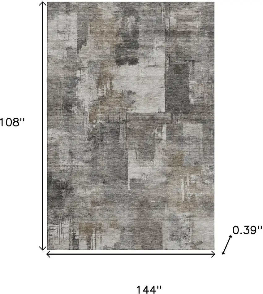 Pewter And Gray Abstract Washable Area Rug With UV Protection Photo 9