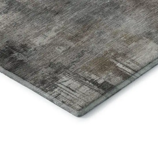 Pewter And Gray Abstract Washable Area Rug With UV Protection Photo 6