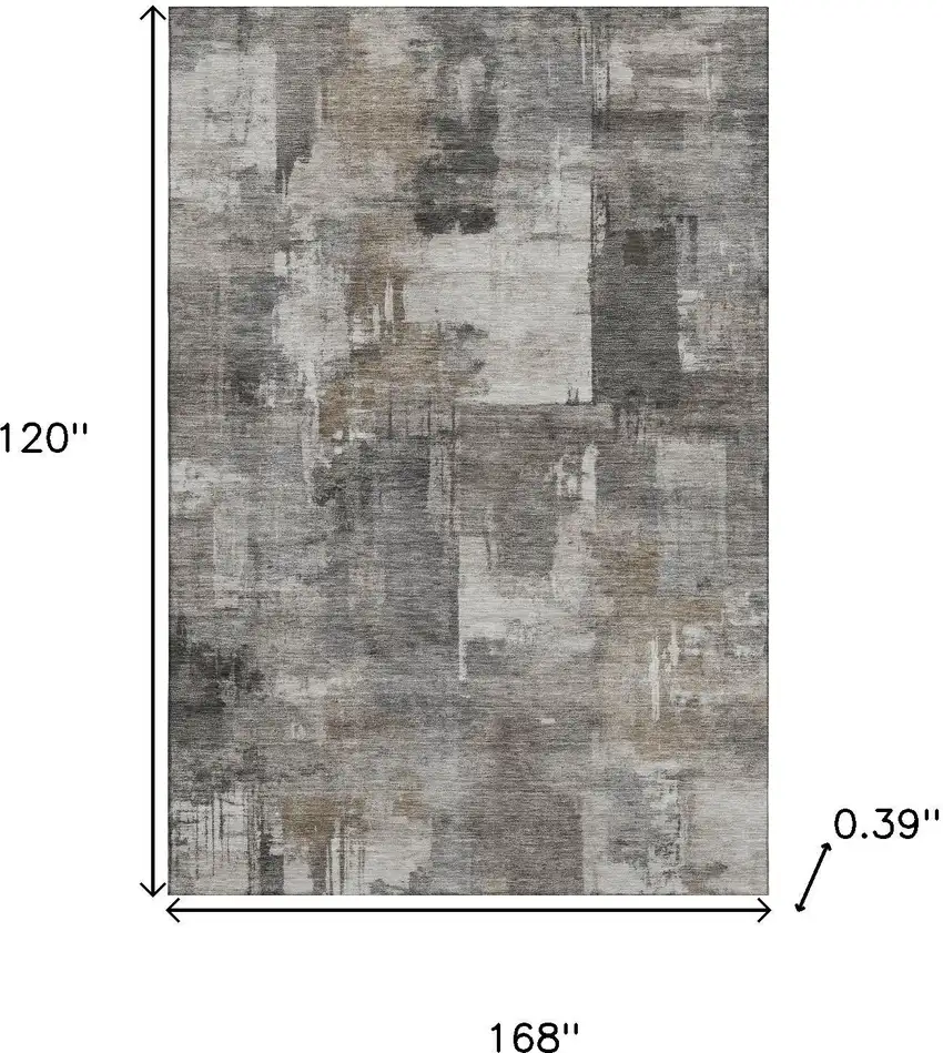 Pewter And Gray Abstract Washable Area Rug With UV Protection Photo 8