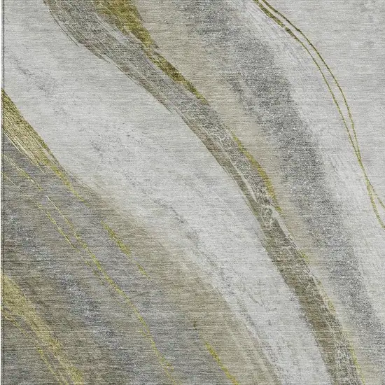 Pewter And Gray Abstract Washable Indoor Outdoor Area Rug Photo 3