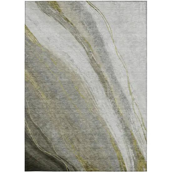 Pewter And Gray Abstract Washable Indoor Outdoor Area Rug Photo 1