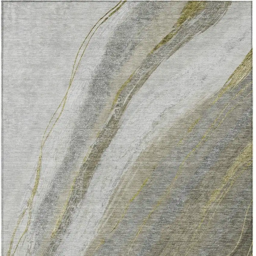 Pewter And Gray Abstract Washable Indoor Outdoor Area Rug Photo 4