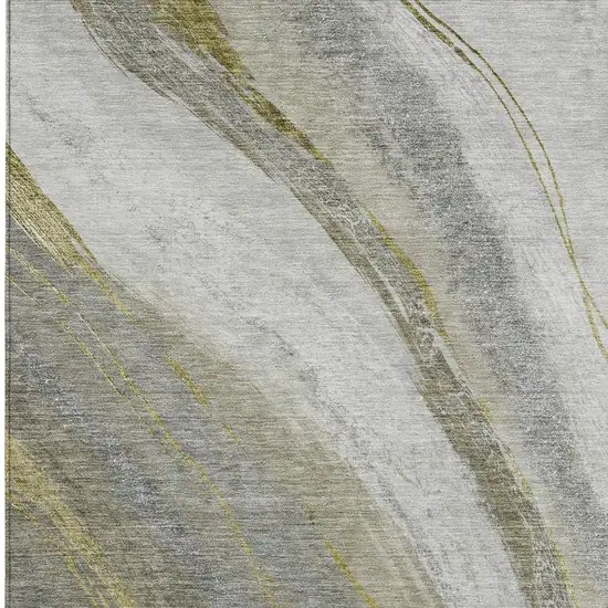 Pewter And Gray Abstract Washable Indoor Outdoor Area Rug Photo 3