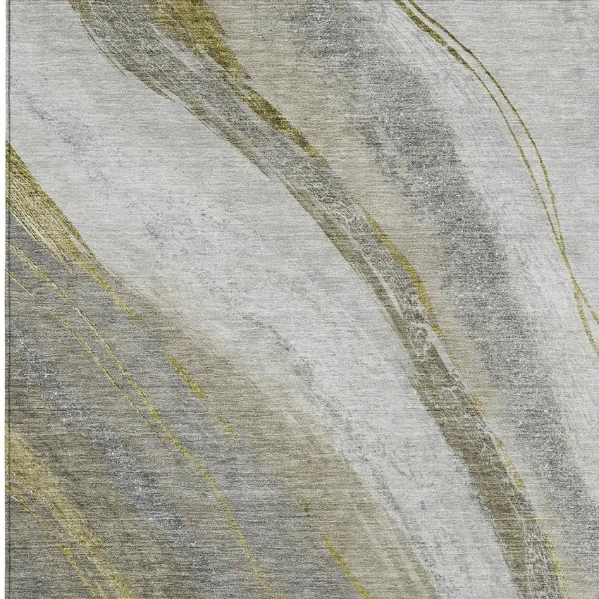 Pewter And Gray Abstract Washable Indoor Outdoor Area Rug Photo 3