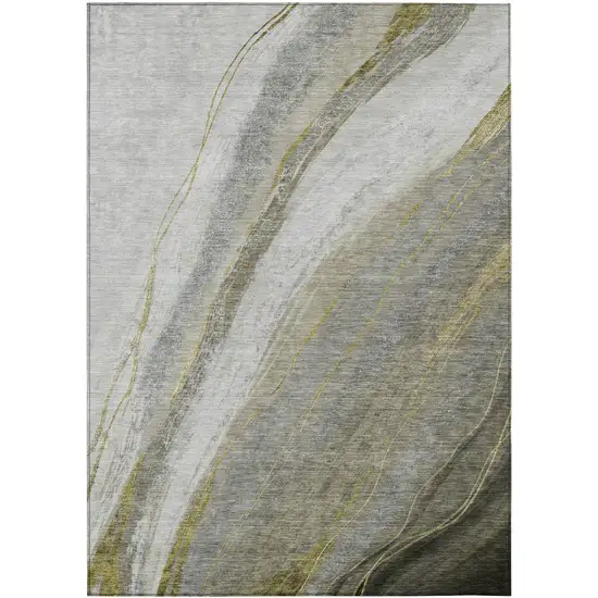 Pewter And Gray Abstract Washable Indoor Outdoor Area Rug Photo 9