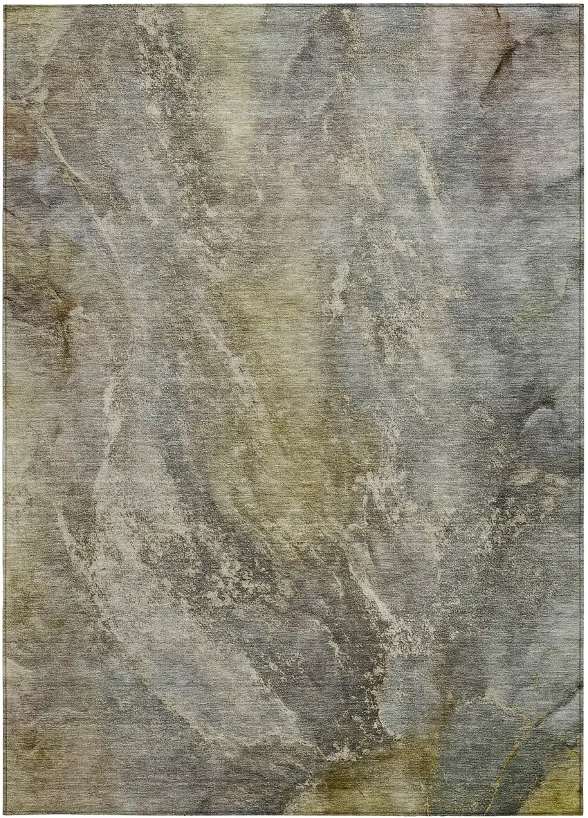 Pewter And Gray Abstract Washable Indoor Outdoor Area Rug Photo 4