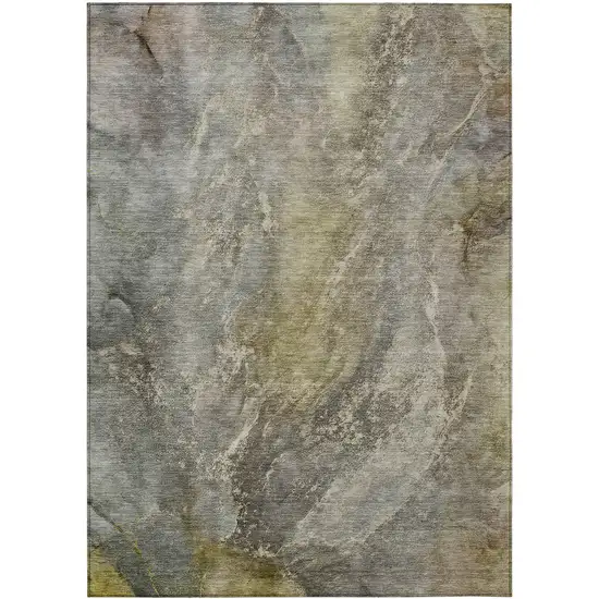 Pewter And Gray Abstract Washable Indoor Outdoor Area Rug Photo 2