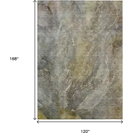 Pewter And Gray Abstract Washable Indoor Outdoor Area Rug Photo 3