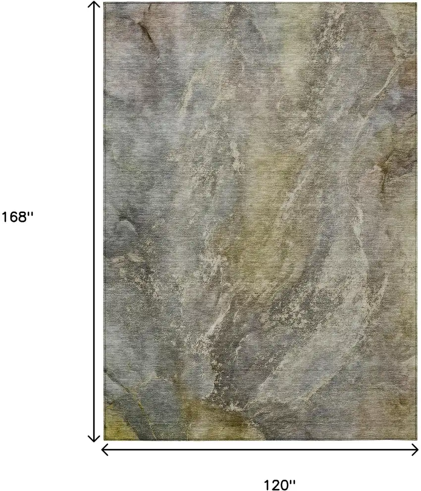 Pewter And Gray Abstract Washable Indoor Outdoor Area Rug Photo 3