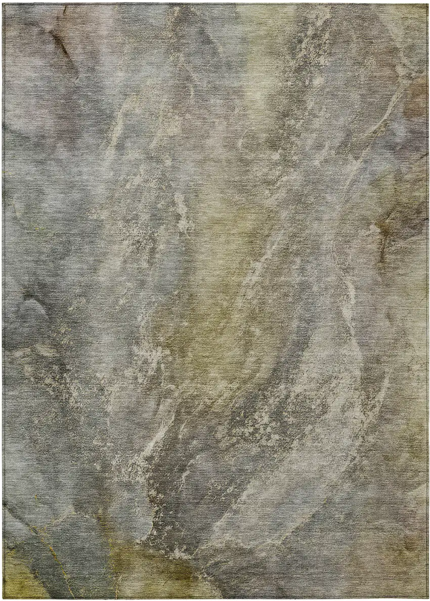 Pewter And Gray Abstract Washable Indoor Outdoor Area Rug Photo 2