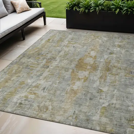Pewter And Gray Abstract Washable Indoor Outdoor Area Rug Photo 1