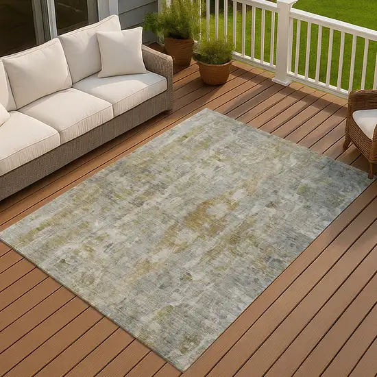 Pewter And Gray Abstract Washable Indoor Outdoor Area Rug Photo 8