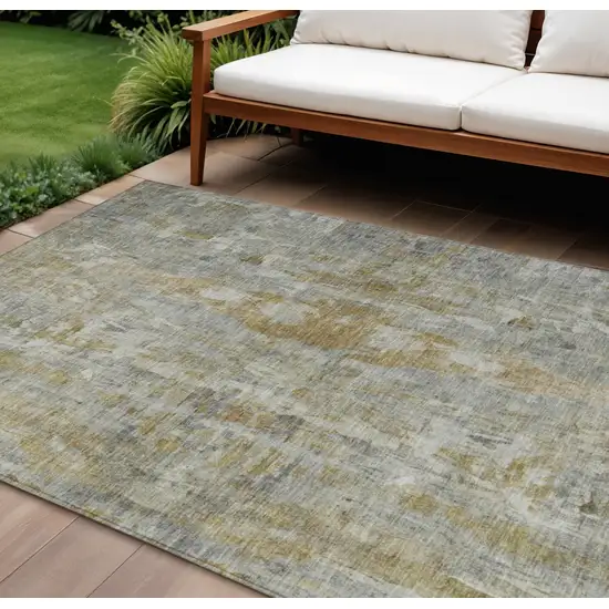 Pewter And Gray Abstract Washable Indoor Outdoor Area Rug Photo 1