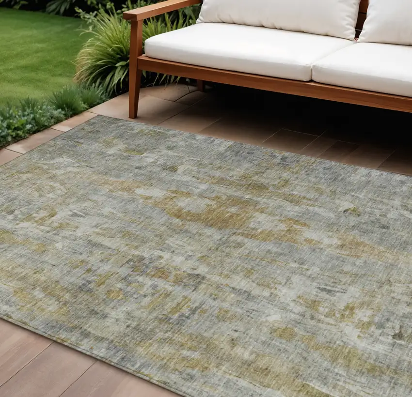 Pewter And Gray Abstract Washable Indoor Outdoor Area Rug Photo 1