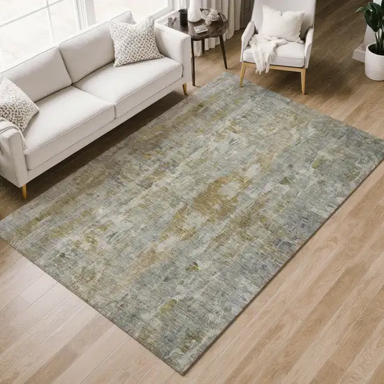 Pewter And Gray Abstract Washable Indoor Outdoor Area Rug Photo 8