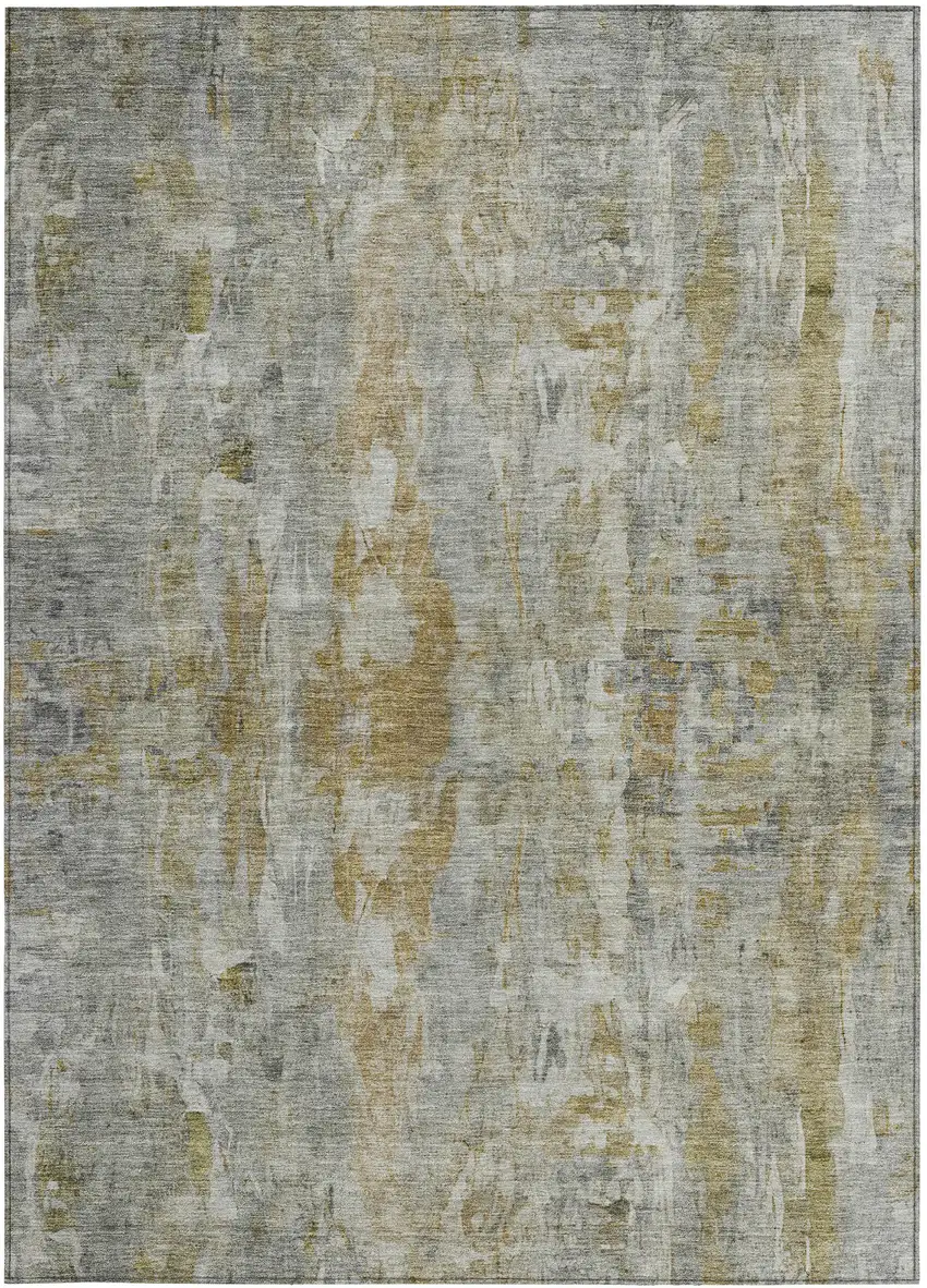 Pewter And Gray Abstract Washable Indoor Outdoor Area Rug Photo 4