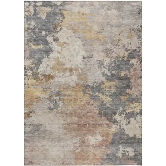 Pewter And Gray Abstract Washable Indoor Outdoor Area Rug Photo 1