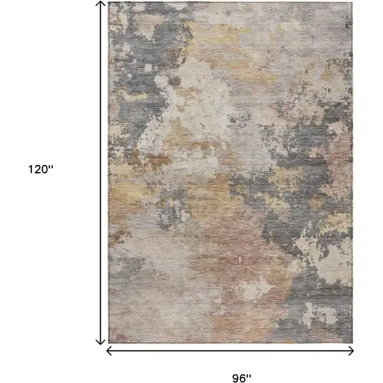 Pewter And Gray Abstract Washable Indoor Outdoor Area Rug Photo 7