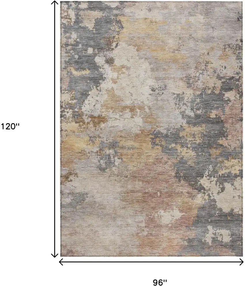 Pewter And Gray Abstract Washable Indoor Outdoor Area Rug Photo 7