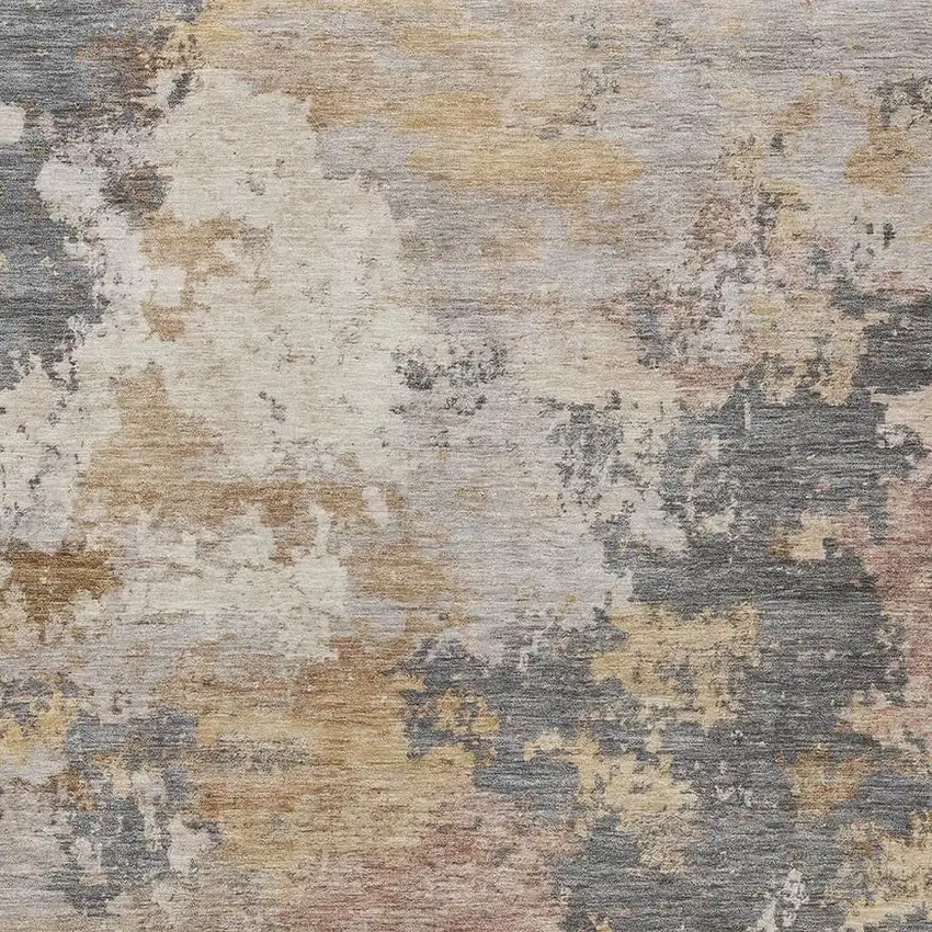 Pewter And Gray Abstract Washable Indoor Outdoor Area Rug Photo 2