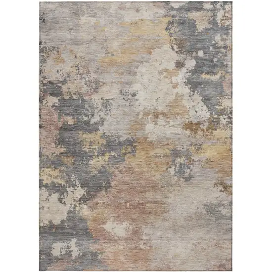Pewter And Gray Abstract Washable Indoor Outdoor Area Rug Photo 3