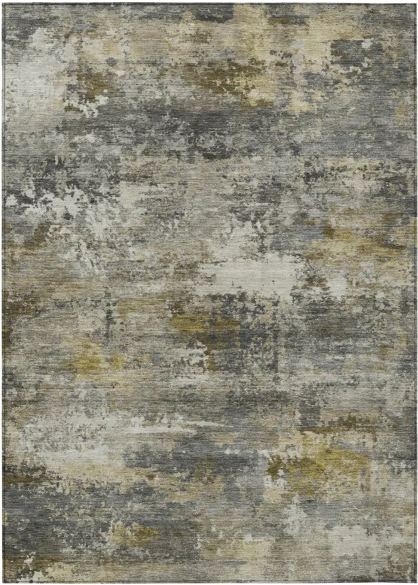 Pewter And Gray Abstract Washable Indoor Outdoor Area Rug Photo 8