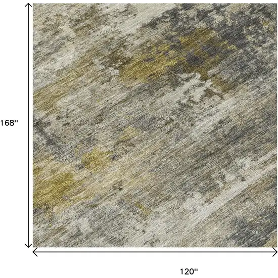 Pewter And Gray Abstract Washable Indoor Outdoor Area Rug Photo 5