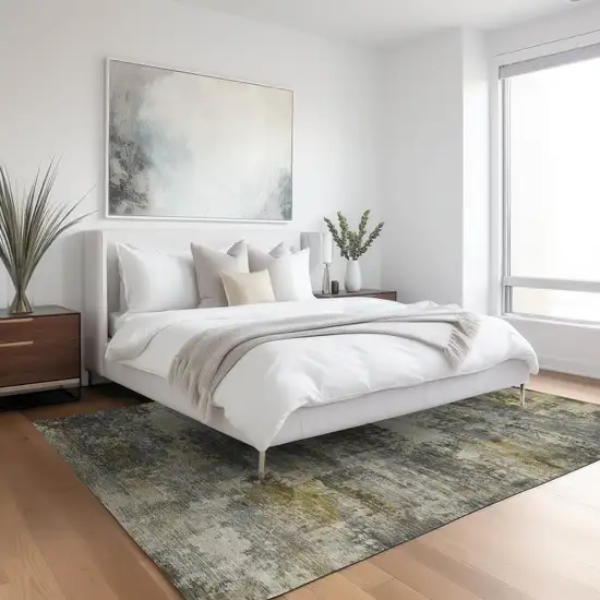 Pewter And Gray Abstract Washable Indoor Outdoor Area Rug Photo 4