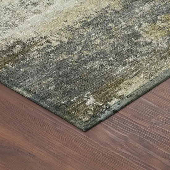 Pewter And Gray Abstract Washable Indoor Outdoor Area Rug Photo 9