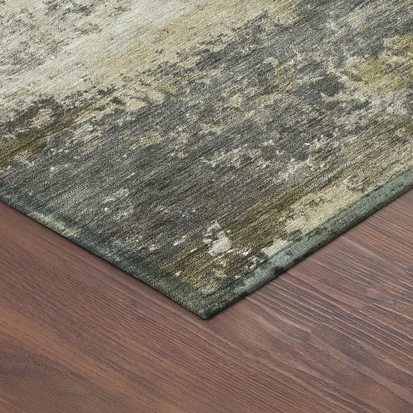 Pewter And Gray Abstract Washable Indoor Outdoor Area Rug Photo 9