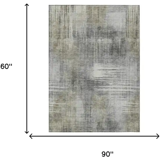 Pewter And Gray Abstract Washable Indoor Outdoor Area Rug Photo 7