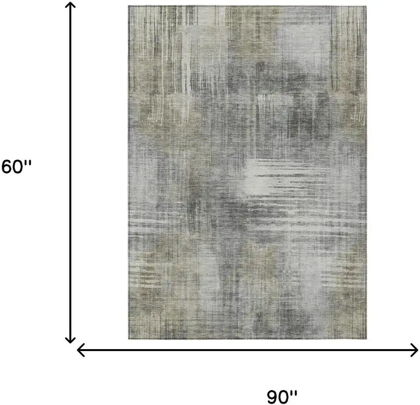 Pewter And Gray Abstract Washable Indoor Outdoor Area Rug Photo 7