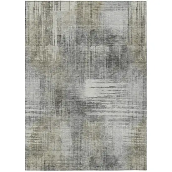 Pewter And Gray Abstract Washable Indoor Outdoor Area Rug Photo 2