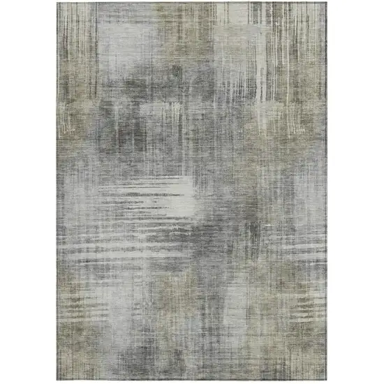 Pewter And Gray Abstract Washable Indoor Outdoor Area Rug Photo 3
