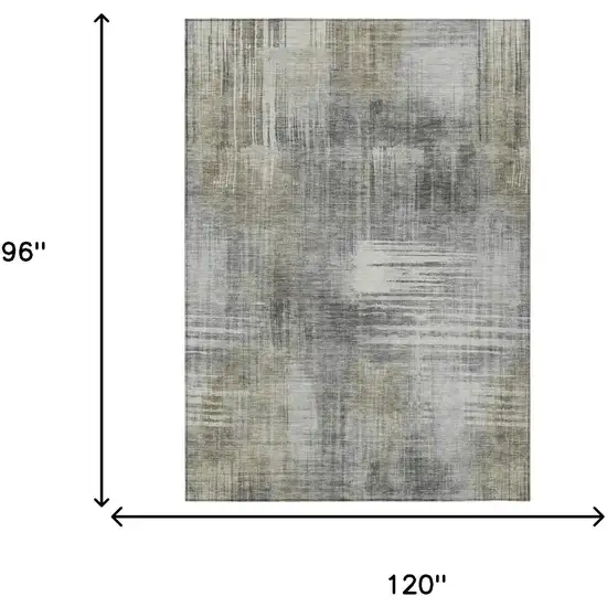 Pewter And Gray Abstract Washable Indoor Outdoor Area Rug Photo 6
