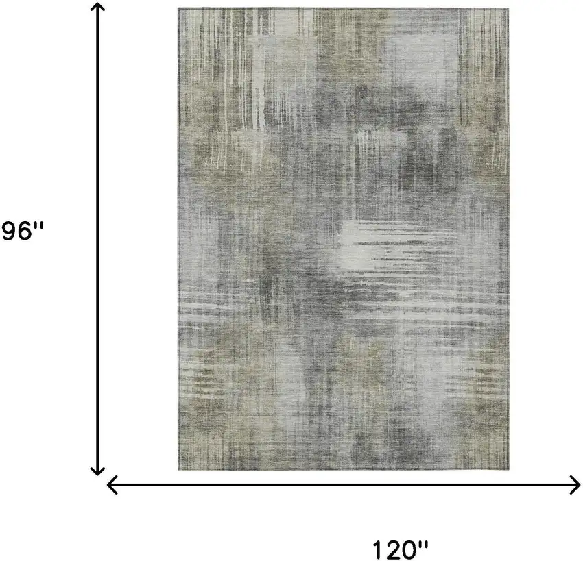 Pewter And Gray Abstract Washable Indoor Outdoor Area Rug Photo 6