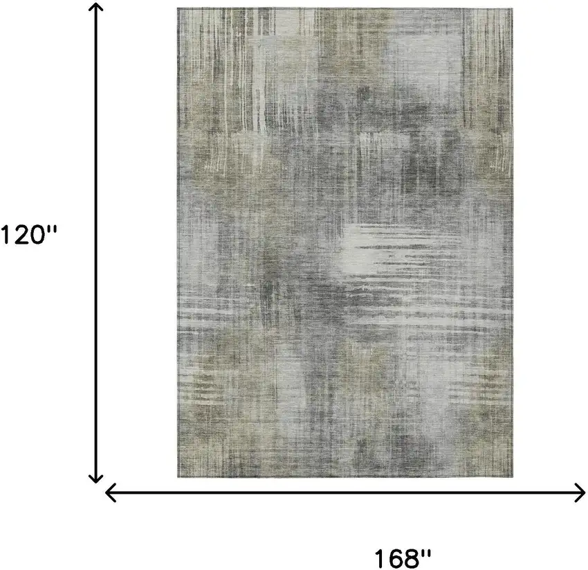 Pewter And Gray Abstract Washable Indoor Outdoor Area Rug Photo 7
