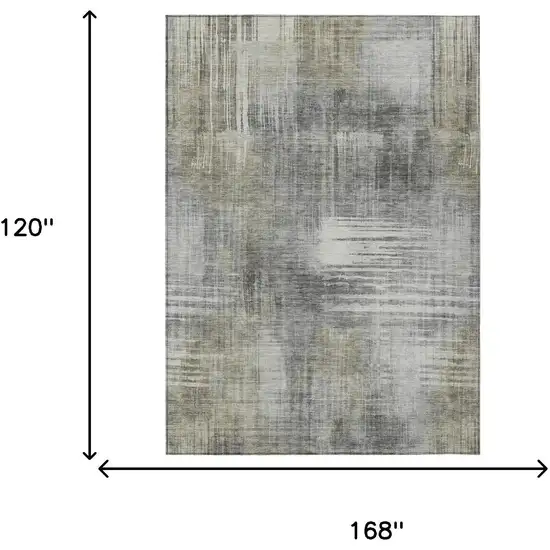 Pewter And Gray Abstract Washable Indoor Outdoor Area Rug Photo 7