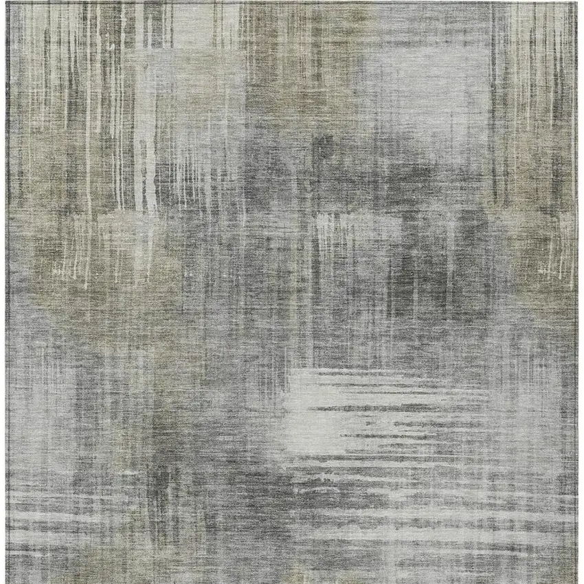 Pewter And Gray Abstract Washable Indoor Outdoor Area Rug Photo 4